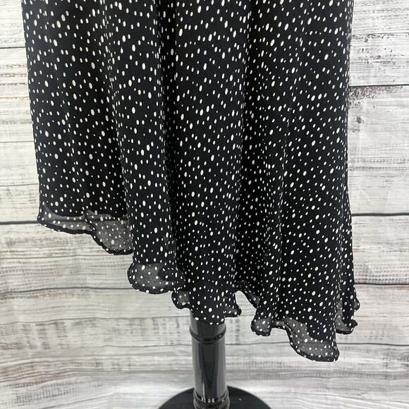 Style & Co Skirt Plus size 18 Black White Polka Dot Bias Knee Asymmetrical Boho - Picture 5 of 9